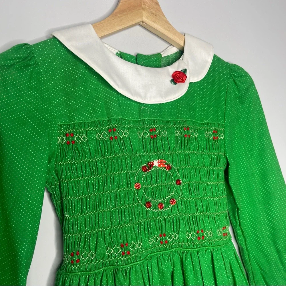 Girls vintage Polly Finders size 7 smocked embroidered dress - Picture 3 of 8